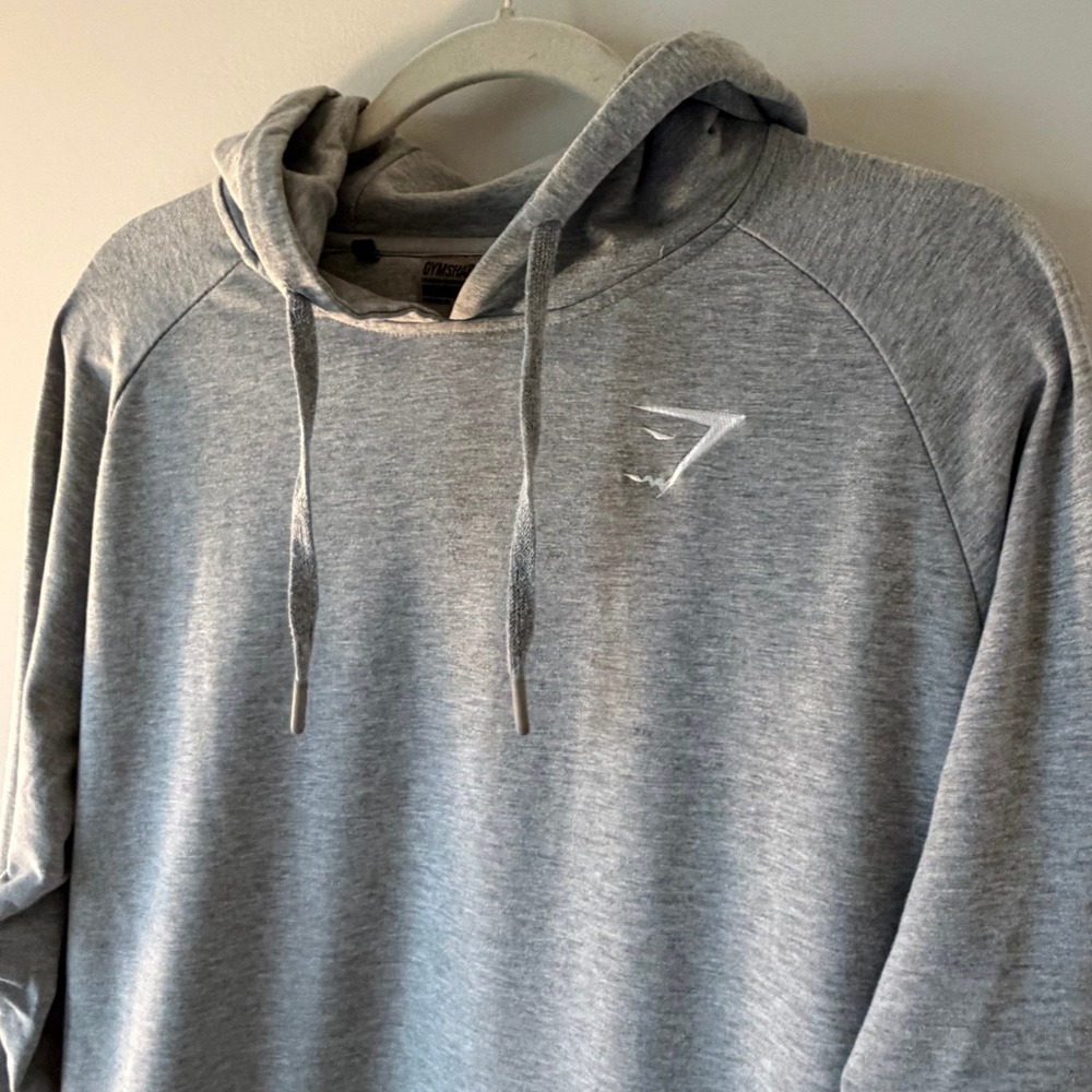 Gymshark Heather Gray Hoodie Men's Size L OG 2018 Long Style Athletic Workout - Picture 2 of 9